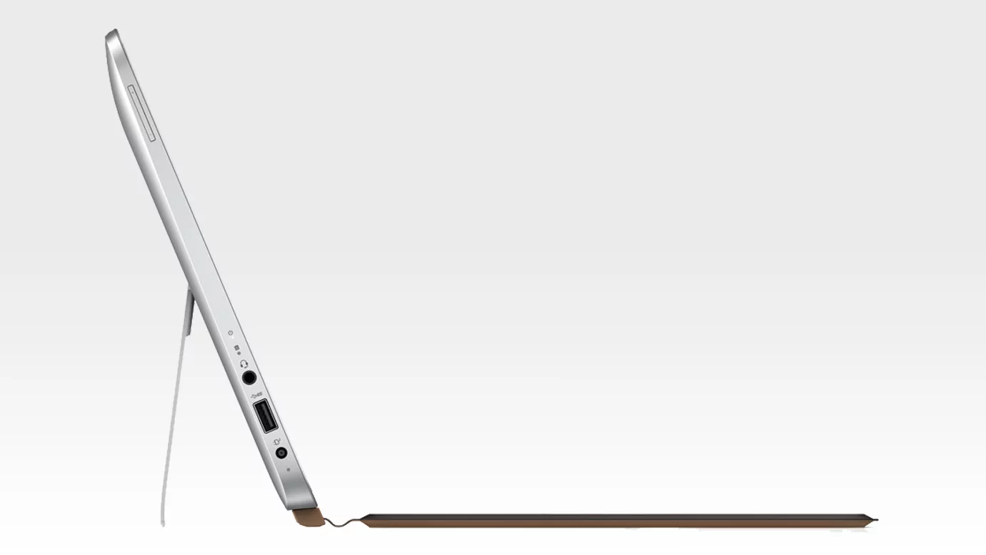 The 13-inch version of the system doesn't offer the folding keyboard feature of the larger machine