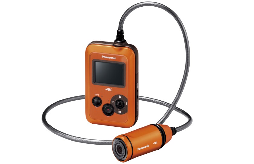 The Panasonic HX-A500 is a wearable camcorder with a dual-body design