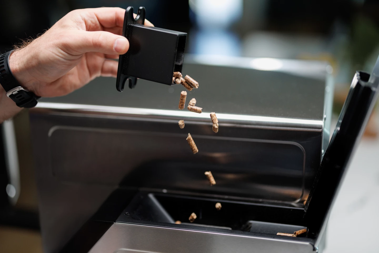 The wood pellets are used solely for flavor, not as a fuel source