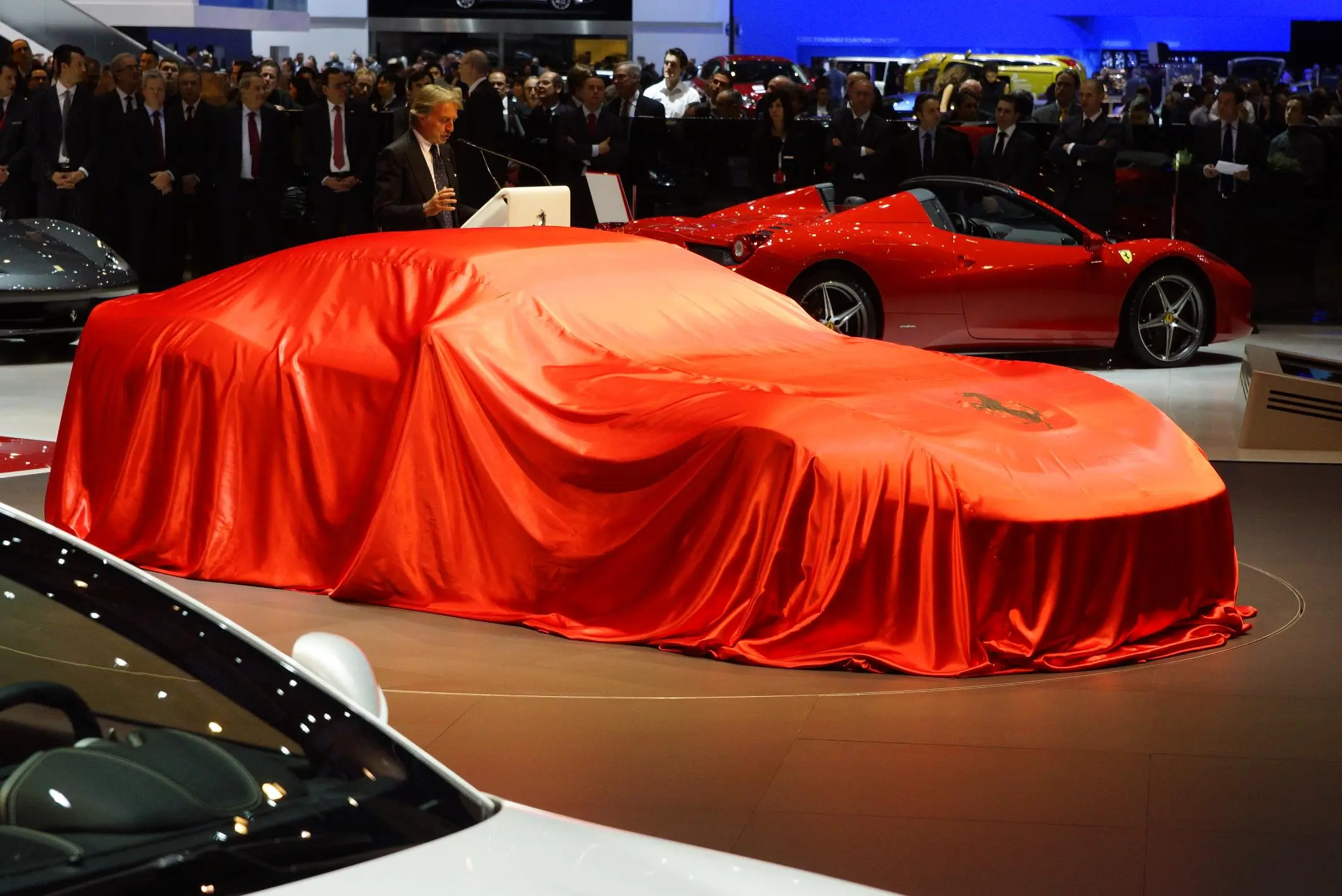 The unveiling of the Ferrari F12berlinetta at the Geneva Auto Show
