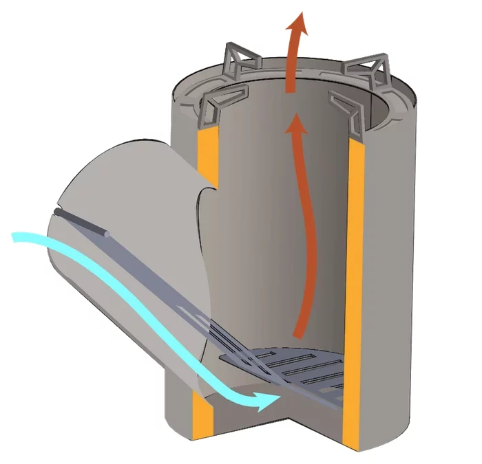 Diagram of airflow through the Kombius cooking stove