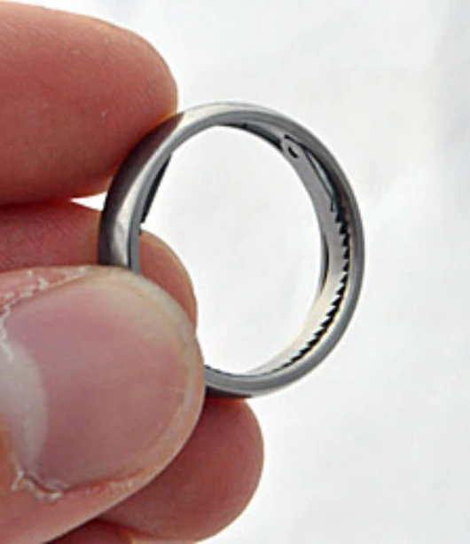 The Titanium Escape Ring has a hidden extra -- a stainless steel multi-tool designed to help you escape from tricky situations