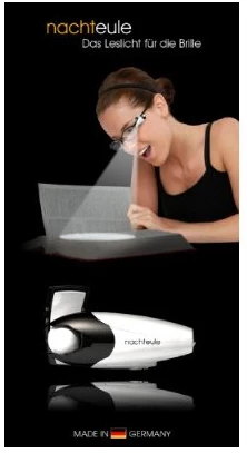 The Nachteule light clips on to reading glasses
