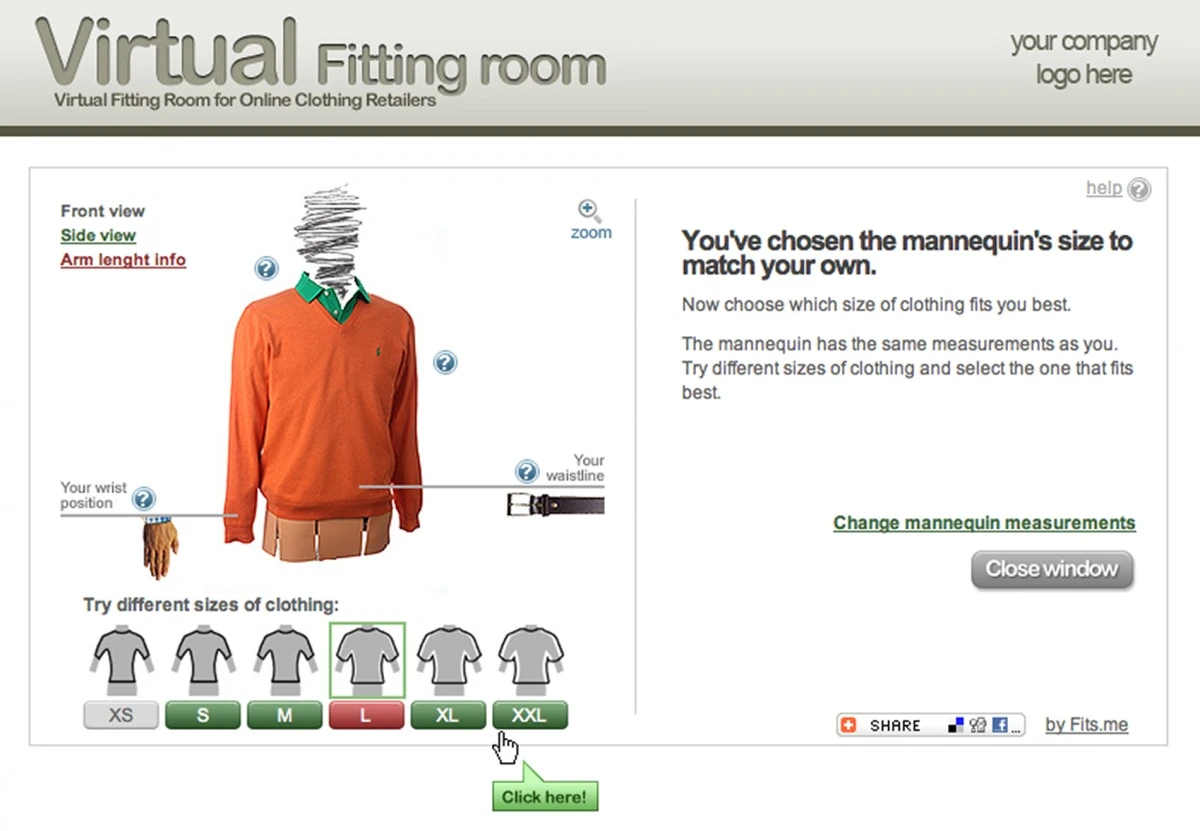 Fits.me lets you choose the size that suits you best from the comfort of home