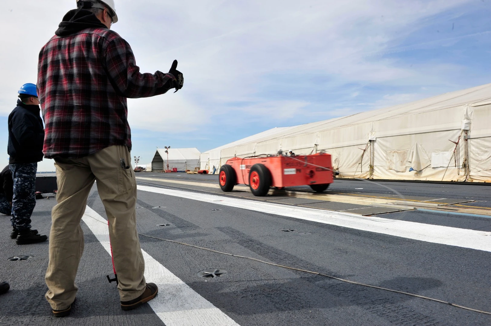 Testing the electromagnetic catapult system on the USS Gerald R Ford