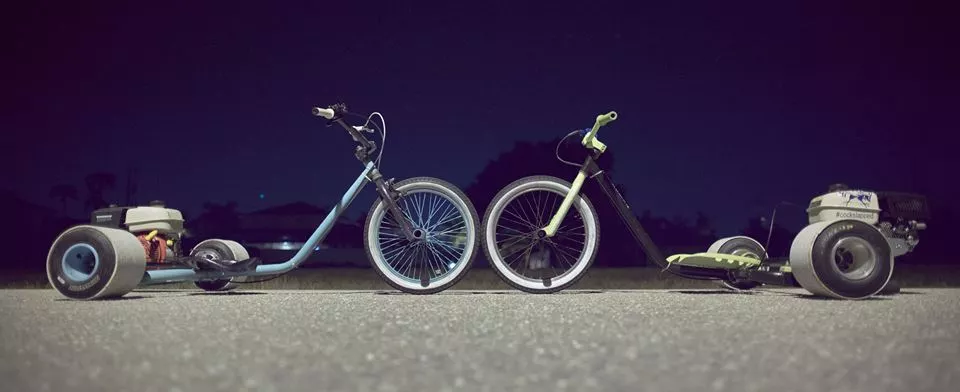 Tortuga is offering its gas-powered trike powder-coated in 10 colors: sea foam green, shocker yellow, tangerine with gold flake, white, black (gloss or matte), red, silver, green, bright coral and purple