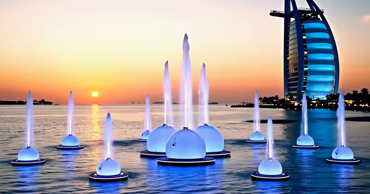 Floating drones create synchronized water, light, and music shows