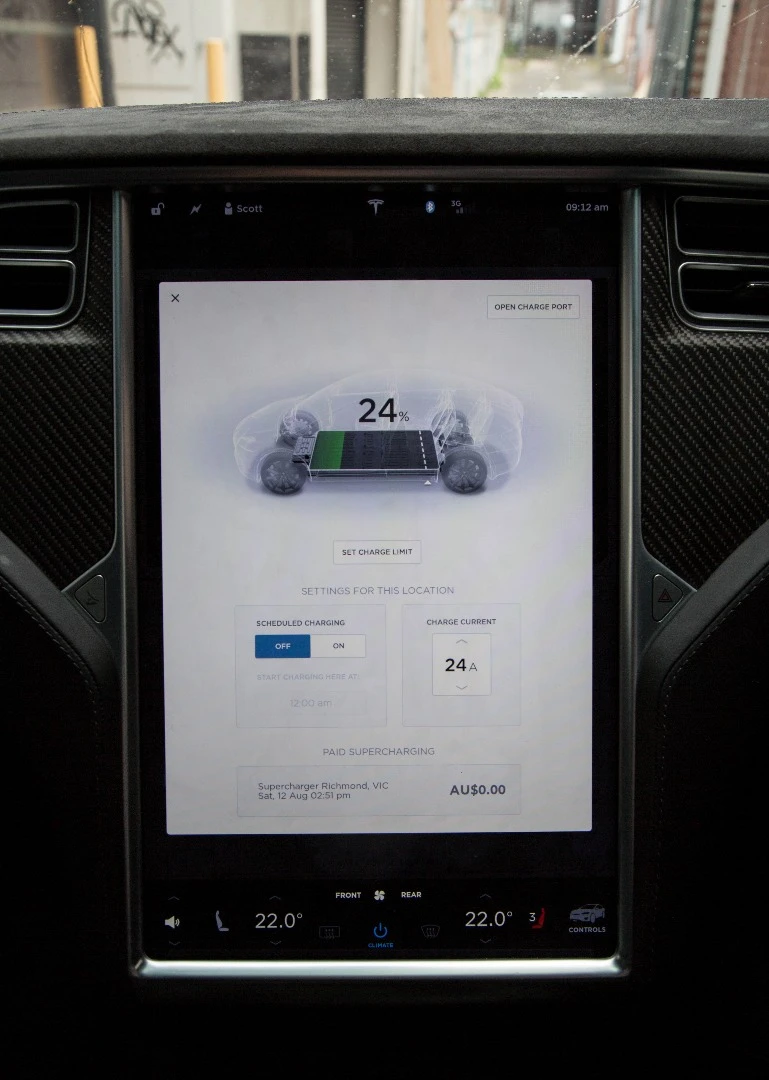The touchscreen in the Tesla Model X