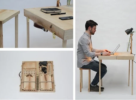 All the parts can collapse back down to their individual parts and placed back into the case for your next portable meeting