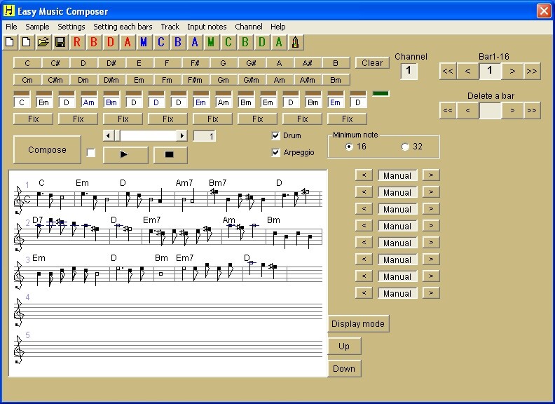 Shareware Windows app Easy Music Composer is one of dozens of tools now available that can assist composers by generating partial or complete compositions from given variables