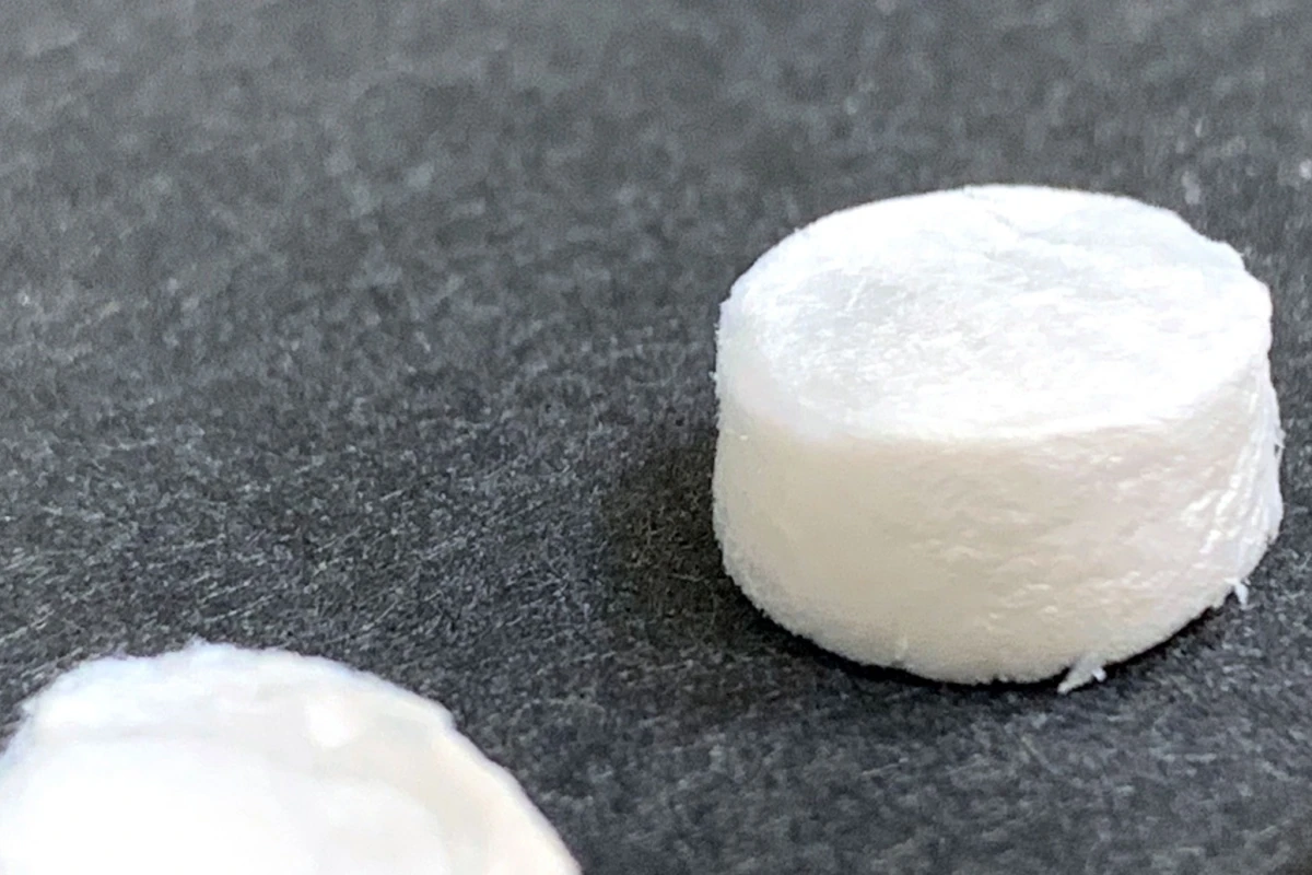 Samples of the new ceramic aerogel, which is incredibly lightweight and can withstand intense heat fluctuations