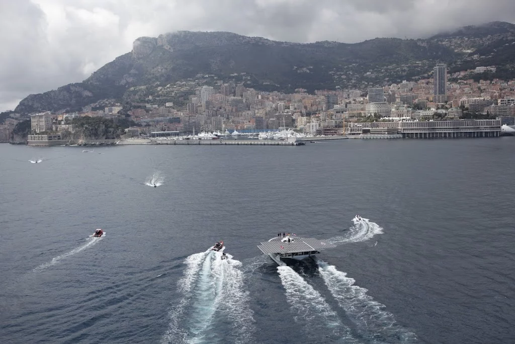 The TURANOR PlanetSolar, as it enters Monaco's Hercule Harbor this afternoon