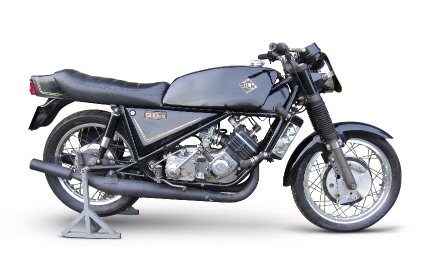 Part of a deceased estate, this ultra-rare two-stroke twin Silk is one of only 138 built during the marque's six-year lifespan. Following delivery, the Silk was used extensively in competition, eventually resulting in George Silk providing what is believed to be one of only two special 500 cc short-stroke engines built by Silk. This short-stroke motor remains in it to this day. Used in competition, the new engine was believed to produce more power with less vibration at high revs. The bike is estimated to sell for between £5,500 - 7,500 ($8,000 - 11,000)Auction Page