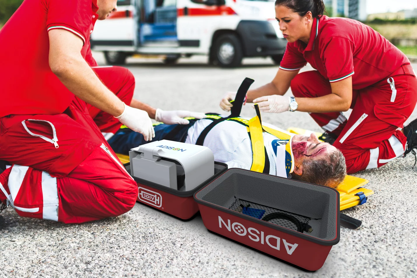 The device packs up into a suitcase-sized carrier for easy deployment in emergency situations