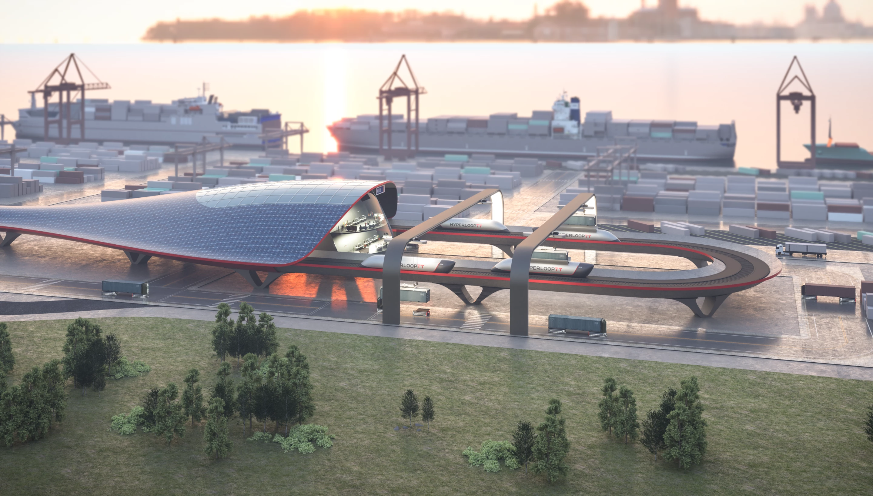 HyperloopTT has designed a full port logistics hub ready to plug into a hyperloop system