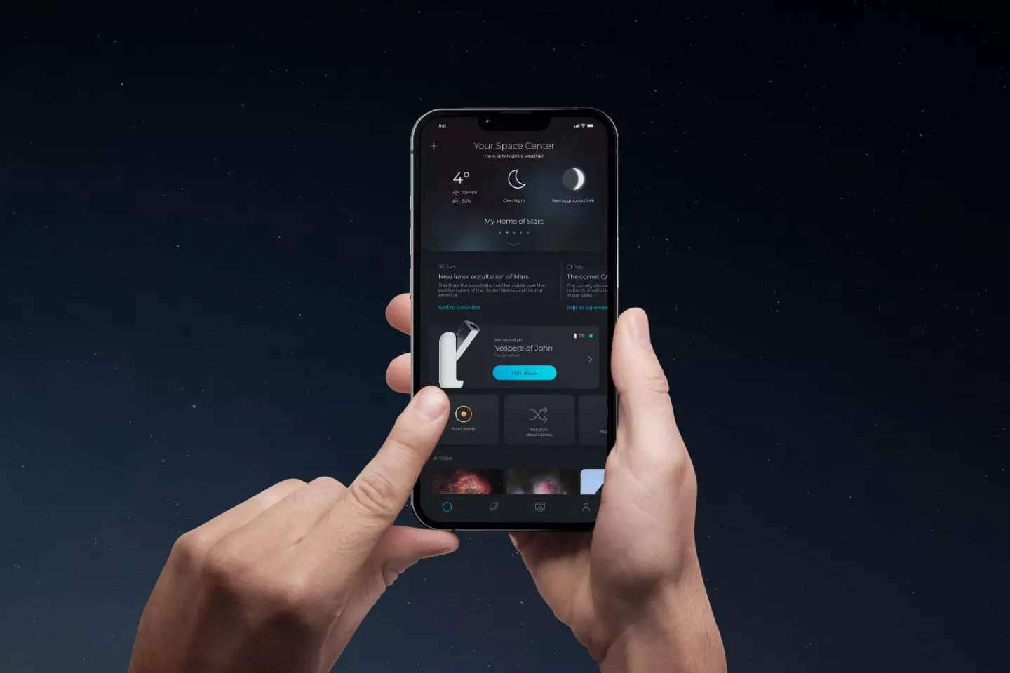 Users can select from 4,300 objects in the Singularity by Vaonis mobile app, which can even suggest interesting targets