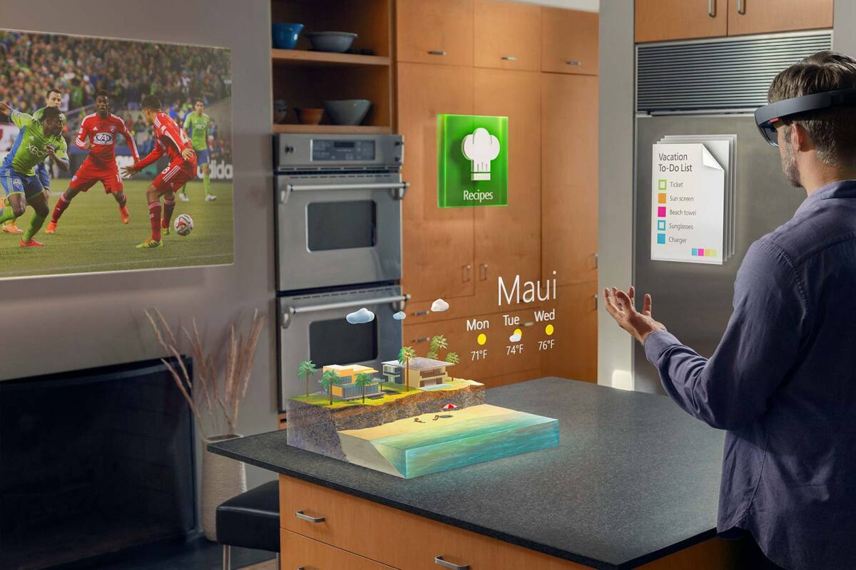 Rendering of the HoloLens augmented reality interface (Credit: Microsoft)