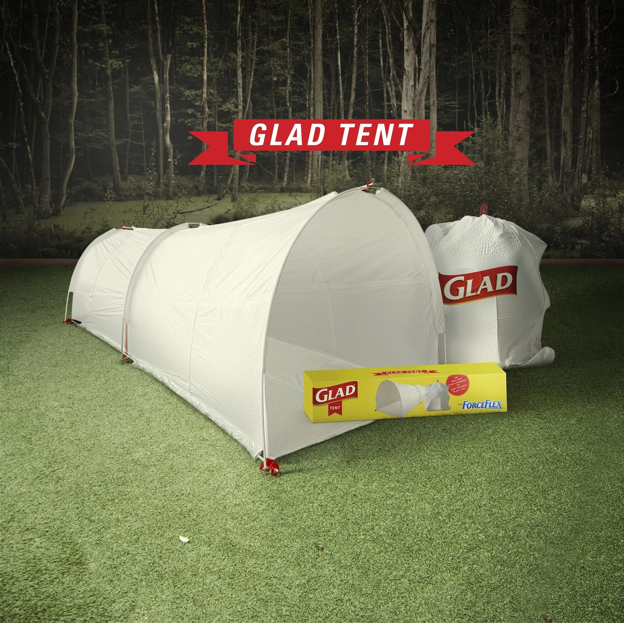 The Glad Company recently experimented with a combination tent and garbage bag, known as the Glad Tent