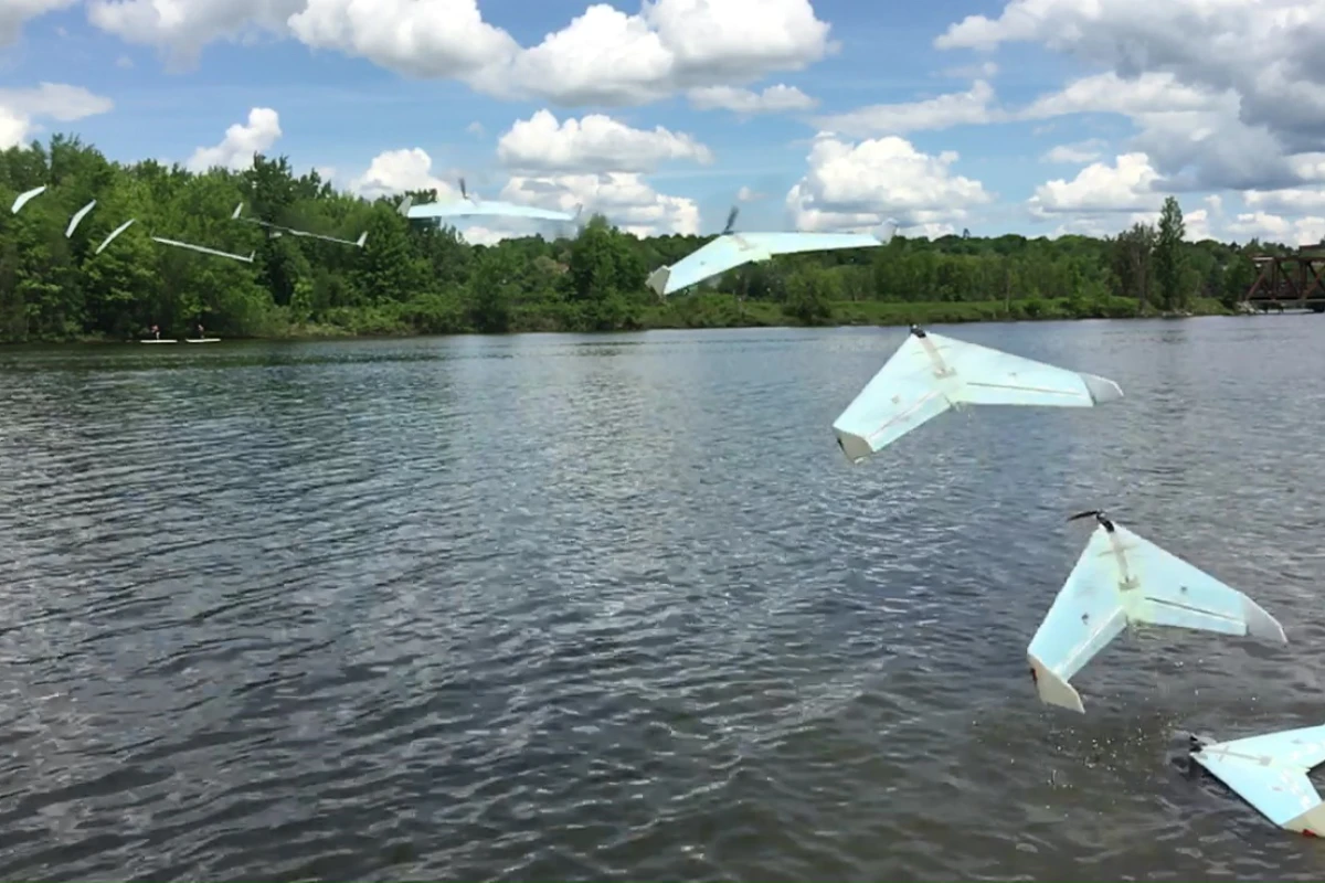 The team says its SUWAVE drone could travel across Canada by hopping between its lakes to charge its batteries