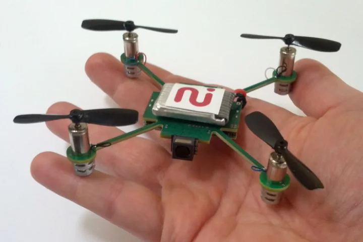 The MeCam is a tiny autonomous quadrotor UAV currently in development