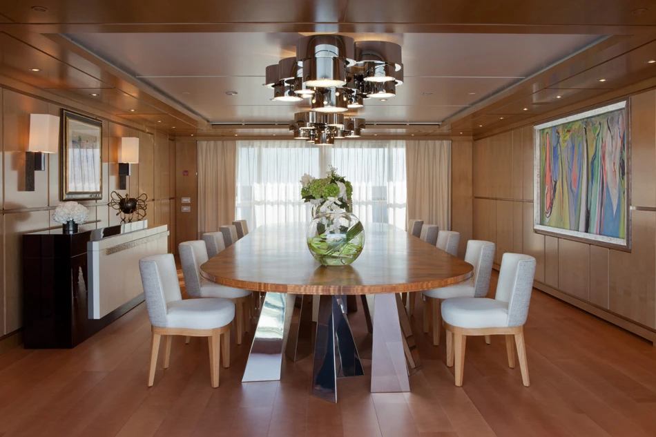 The dining room furniture was custom made for the yacht