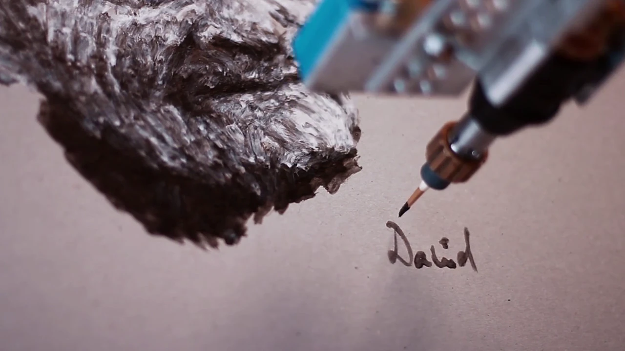 eDavid signs a painting