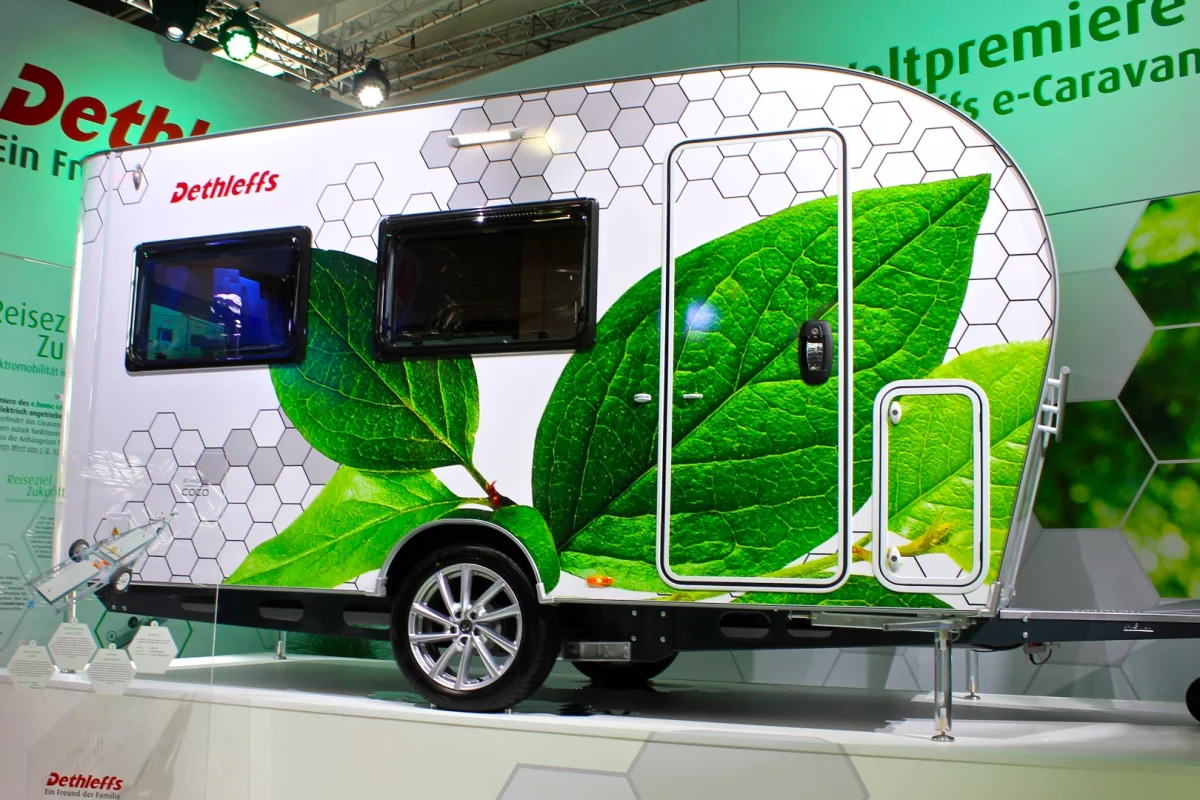An electric-assist trailer concept, the 2018 Dethleffs E.Home Coco featured an 80-kWh lithium battery and solar panels