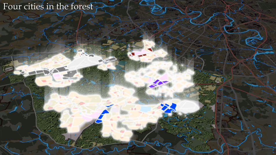 New Moscow depicted as four distinct cities in the forest