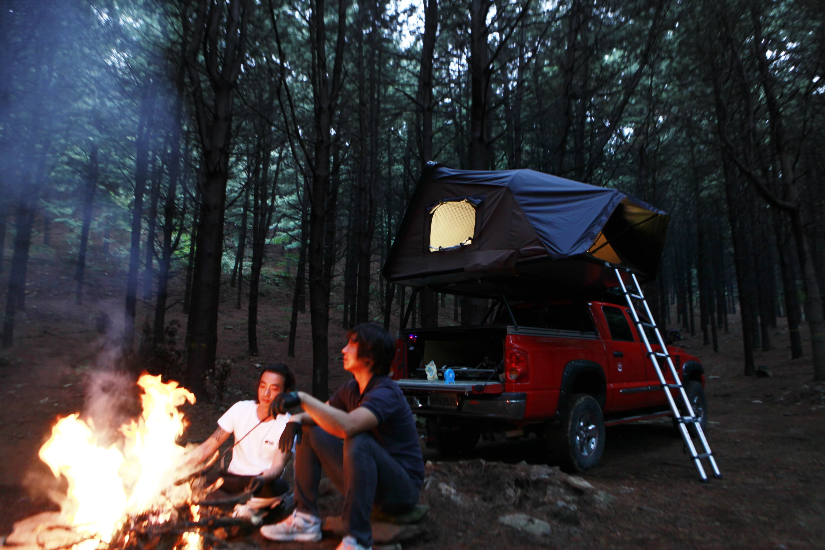At camp, the Skycamp offers an elevated tent with king-size bed