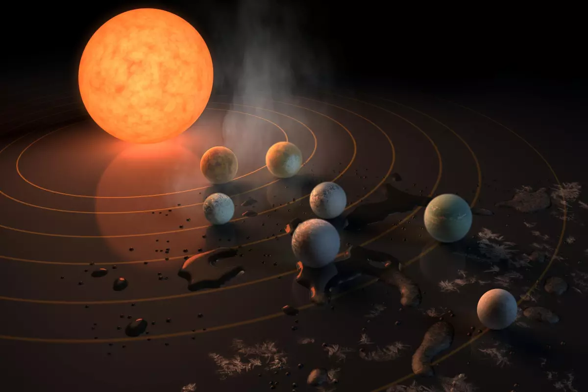 An artist's impression of the TRAPPIST-1 system, an example of a "similar" system according to a new study