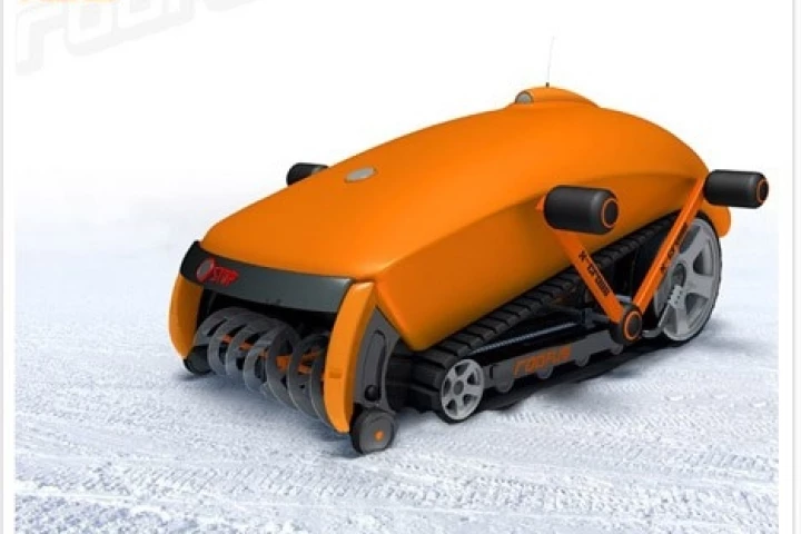 Roofus can be fitted with attachments to sweep, clean, or mow.