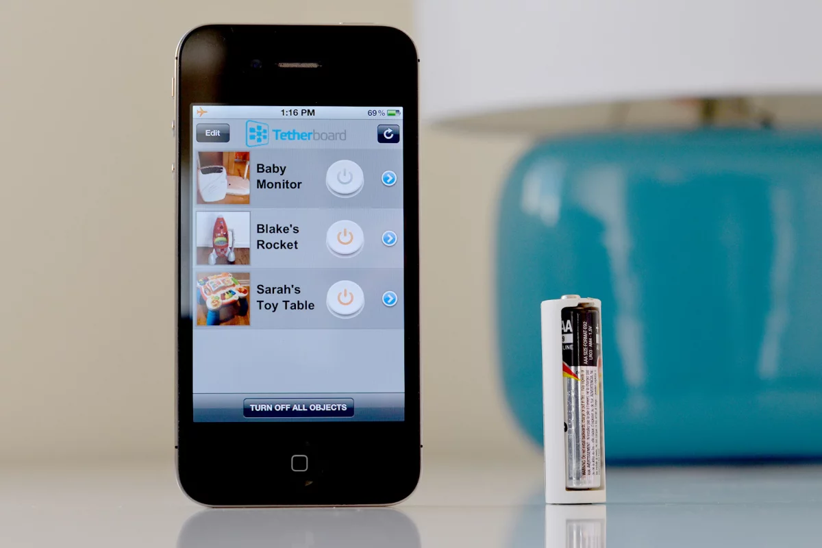 Tethercell is the size of a AA battery, but it draws power from a AAA battery