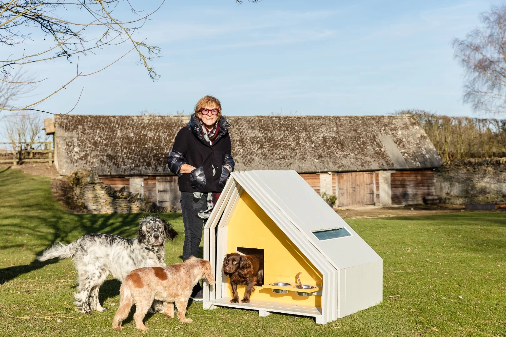 Condy Lofthouse Architects teamed up with broadcaster Anne Robinson to create this doghouse called The Hideaway, which has food bowls affixed to its exterior