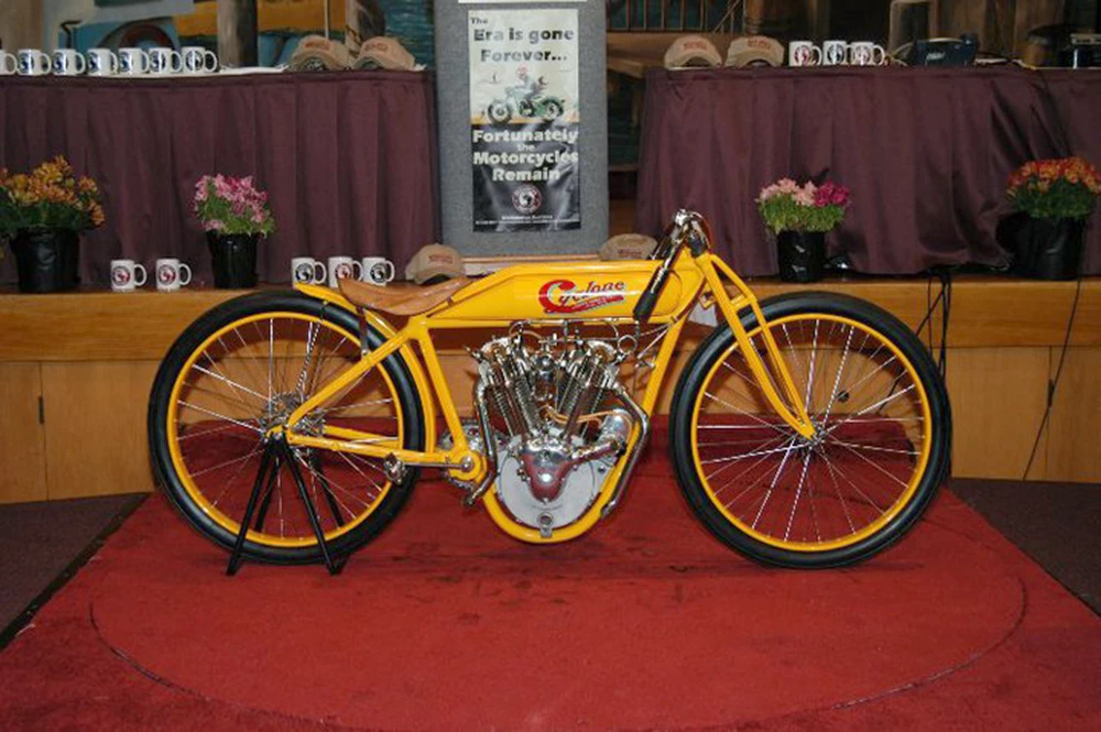 This 1915 Cyclone Board Track Racer set a world record for a motorcycle at auction when it sold for US$551,200 at a Mid-America (now Mecum) auction in July, 2008