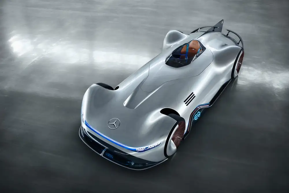 Mercedes drapes the Vision EQ in several coats of "alubeam silver"