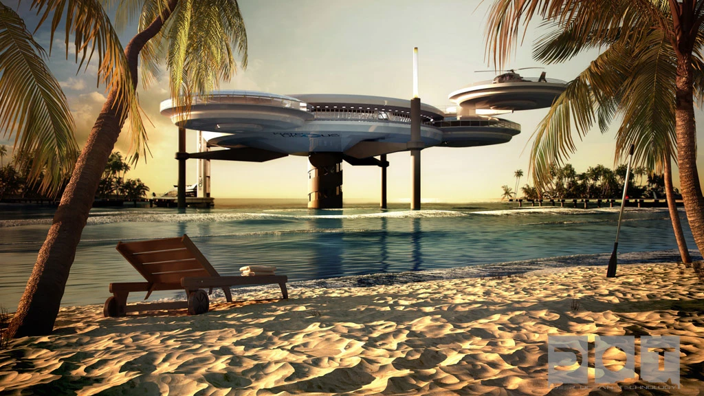 Artist's rendering of the futuristic Water Discus underwater hotel planned for construction in Dubai