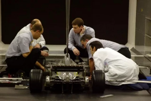 he half-size model is set up in the wind tunnel