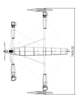 Line drawing of the wFoil 18 Albatross with motor