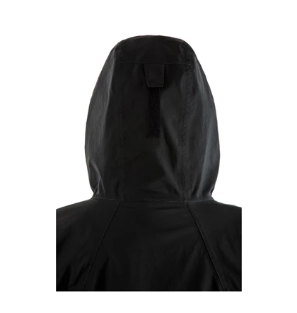 The hood on the Vamoose jacket adjusts around the wearer's head