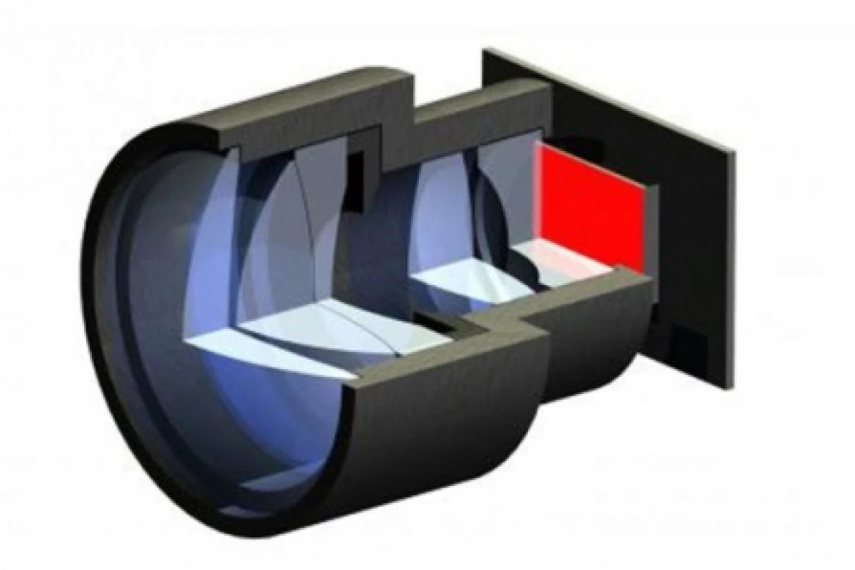 The lens system of the mini projector used to project the image produced by the OLED (Image: Fraunhofer)
