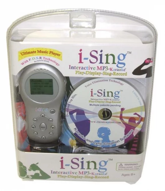 the i-Sing portable MP3 karaoke device.