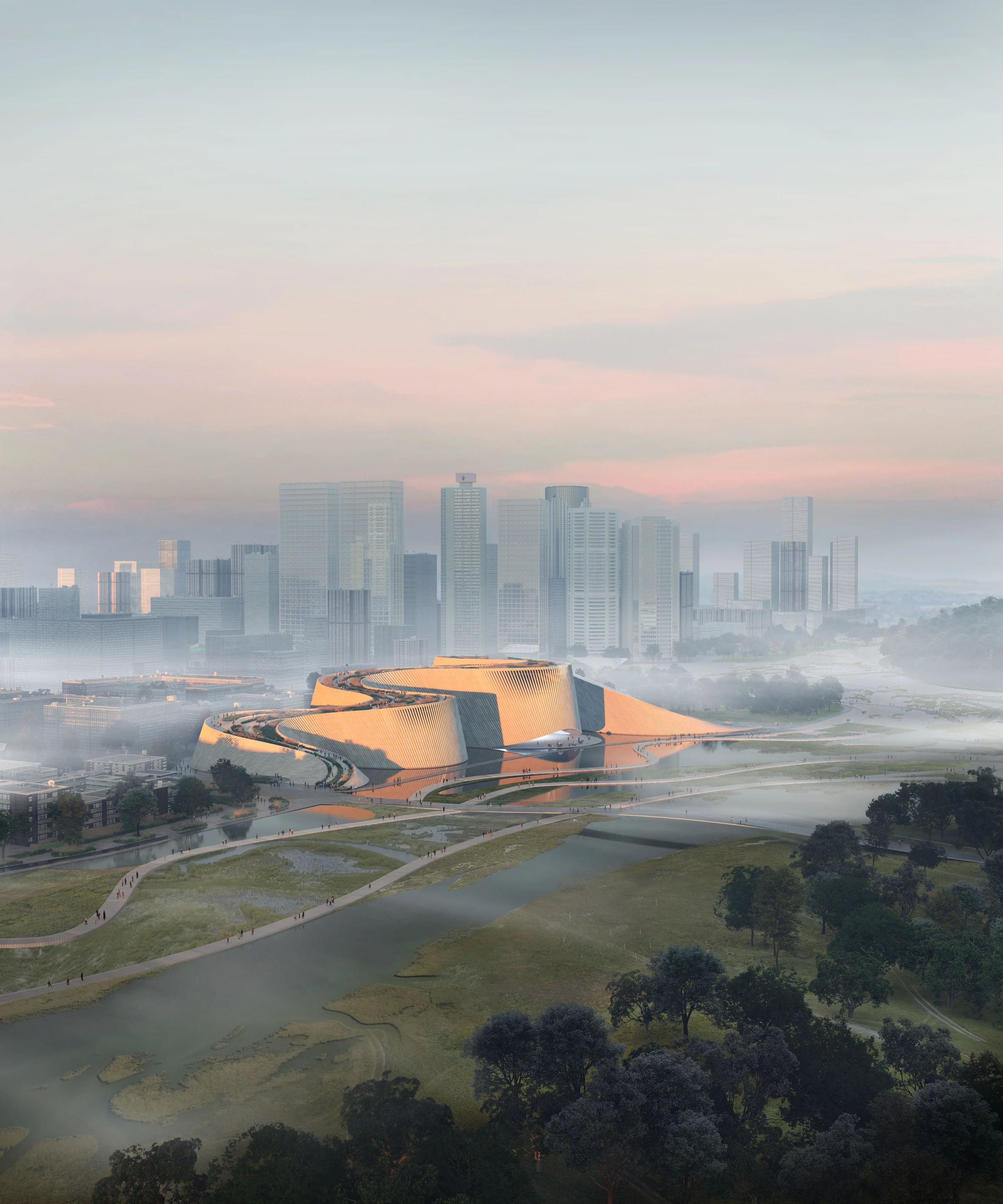 Vistors to the Natural History Museum – aka Delta – will be able to walk on top of its curving, greenery covered roof