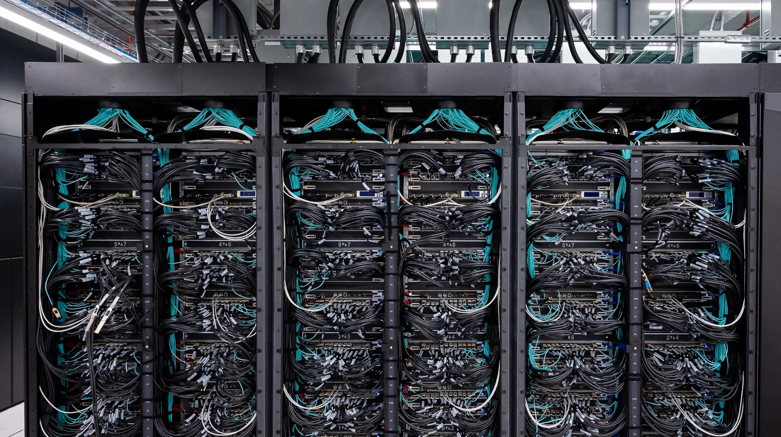 The Frontier system is made up of 74 purpose-built cabinets containing more than 9,400 AMD-based nodes, 700 petabytes of storage and 90 miles of networking cables