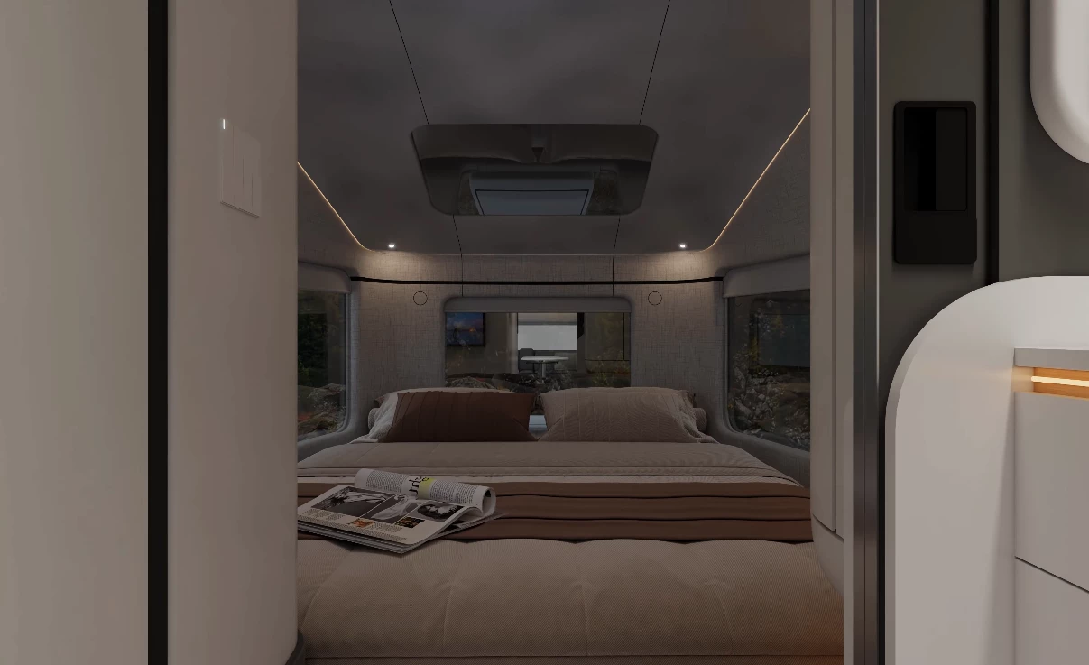 Skydream space-age travel trailer makes camp at the push of a button