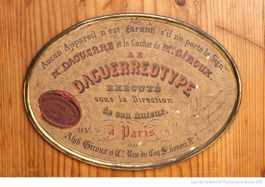 The label of the Daguerreotype from 1839 signed by the inventor Louis Jacques Mandé Daguerre