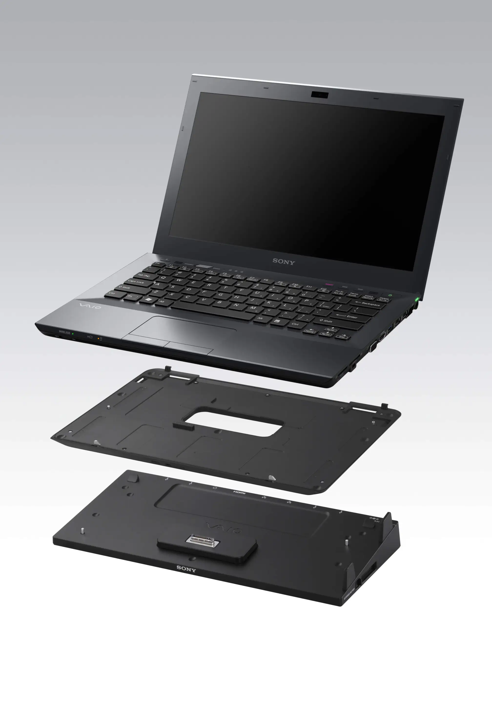 Users are given the option to extend the internal Lithium-polymer battery life of seven hours by attaching a second, flattened battery attachment to the base of the notebook
