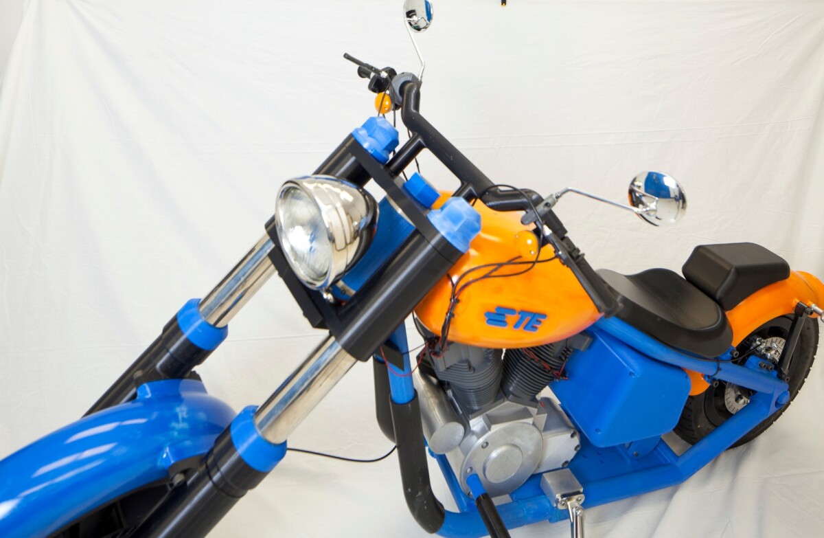 The steering head is the most heavily stressed part of the frame in any motorcycle, yet this plastic one can handle two-up riding