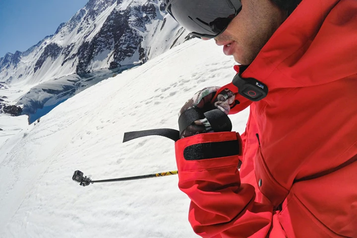 The GoPro Remo (on collar) lets Hero5 users deliver voice commands to their camera at a distance