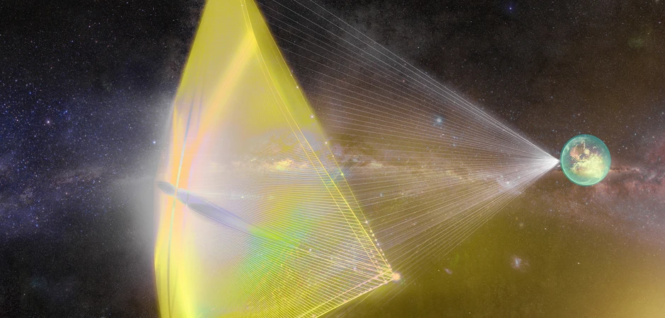 An artist's rendering of the Breakthrough Starshot initiative