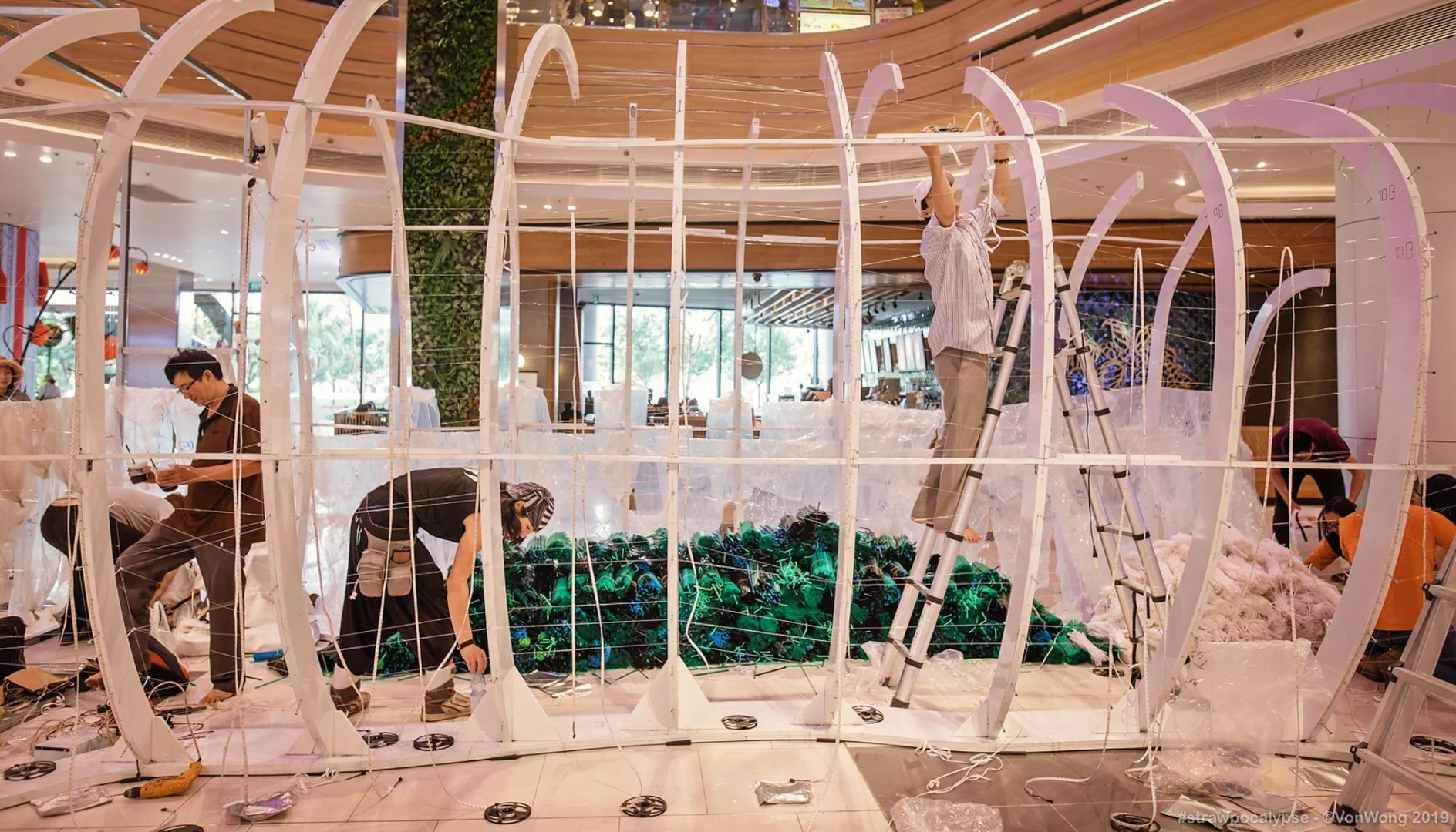 Construction of the Strawpocalypse installation
